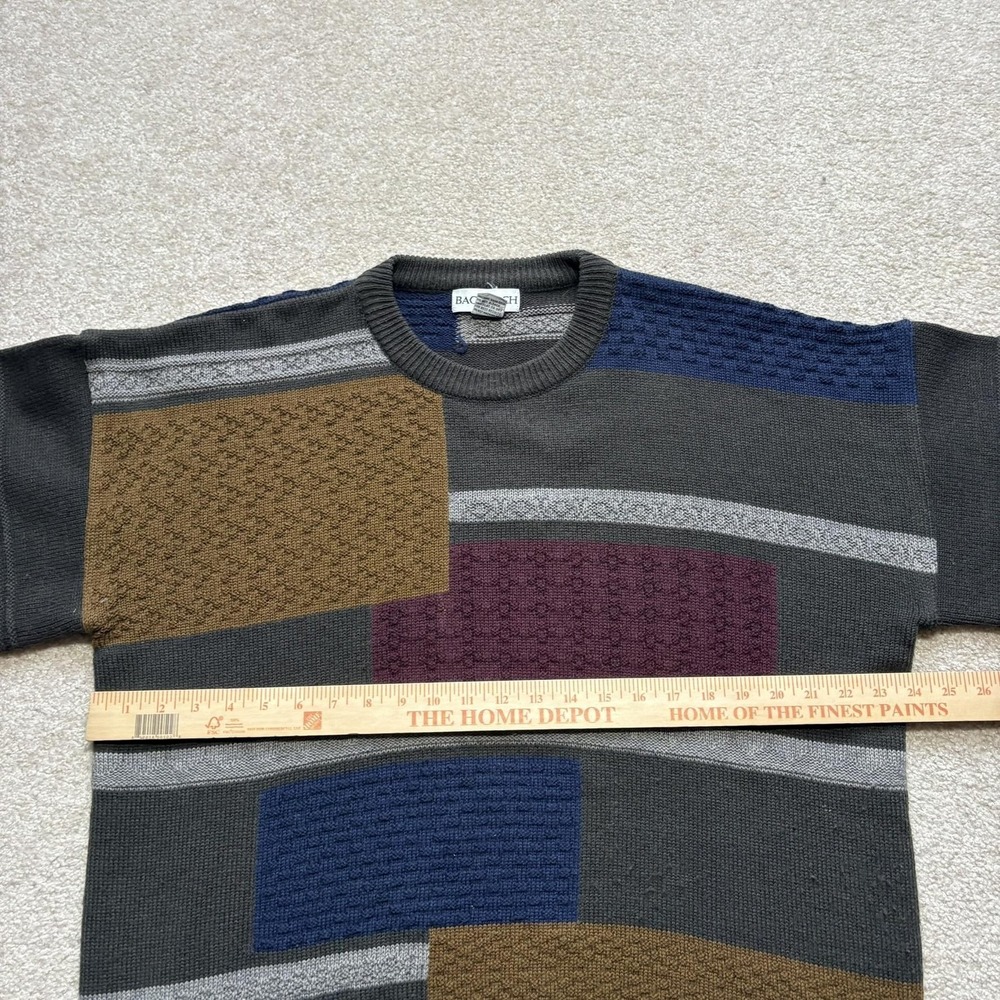 Vtg Bachrach Sweater Mens Large Multicolor Geometric Knit Crewneck Grandpa 90s - Picture 5 of 7